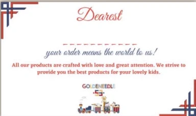 Goldeneedle thank-you note
